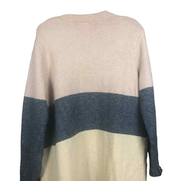 CENY Women’s Cardigan M Tan Gray Colorblock Open Front Pockets NWOT - Picture 13 of 16